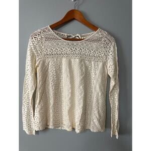 NEW Womens Size XS Y2K Hollister Off White Lace Shirt